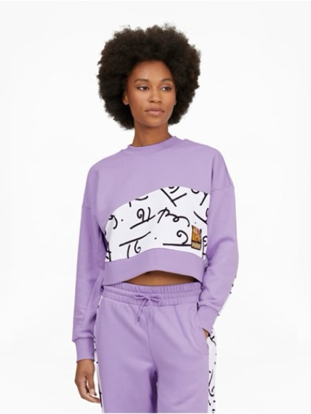 Puma x Britto Sweatshirt Cropped Graphic Art Lavender Size L